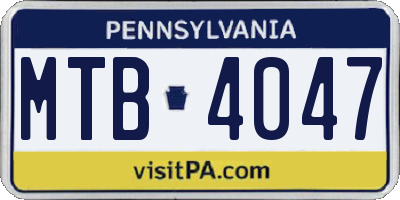 PA license plate MTB4047