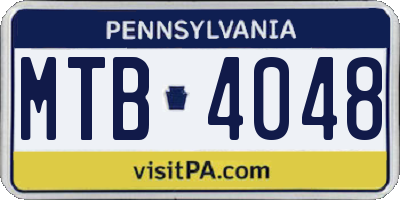 PA license plate MTB4048