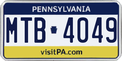 PA license plate MTB4049