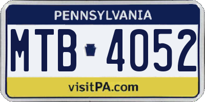 PA license plate MTB4052
