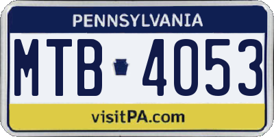PA license plate MTB4053
