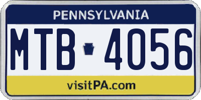 PA license plate MTB4056