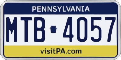 PA license plate MTB4057