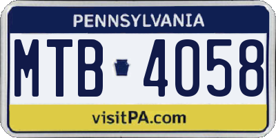 PA license plate MTB4058