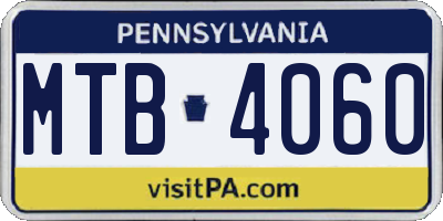 PA license plate MTB4060
