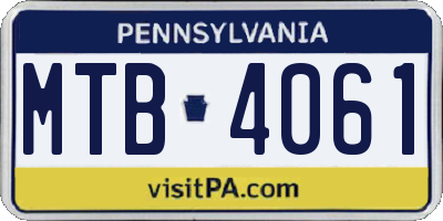 PA license plate MTB4061