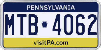 PA license plate MTB4062