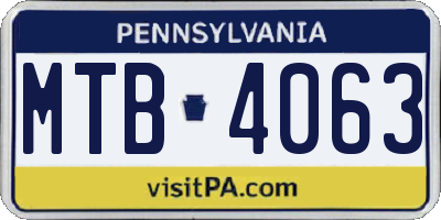 PA license plate MTB4063