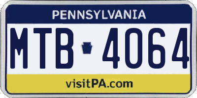 PA license plate MTB4064