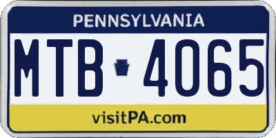 PA license plate MTB4065