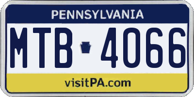 PA license plate MTB4066