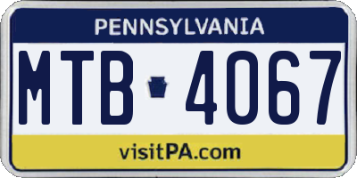 PA license plate MTB4067