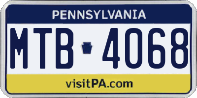 PA license plate MTB4068