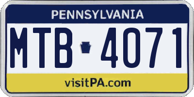 PA license plate MTB4071