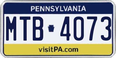 PA license plate MTB4073