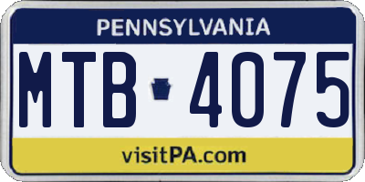 PA license plate MTB4075