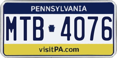 PA license plate MTB4076