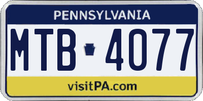 PA license plate MTB4077