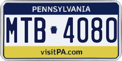 PA license plate MTB4080