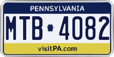PA license plate MTB4082