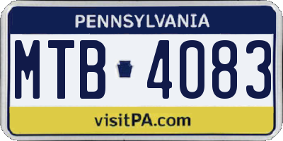 PA license plate MTB4083