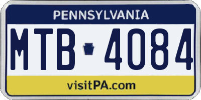 PA license plate MTB4084