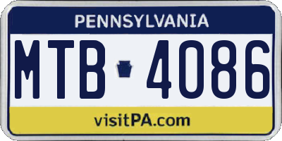 PA license plate MTB4086