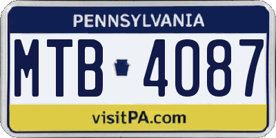 PA license plate MTB4087