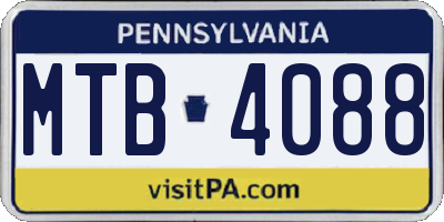 PA license plate MTB4088