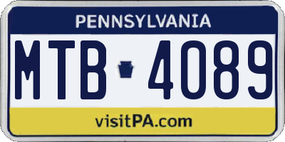 PA license plate MTB4089