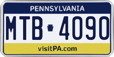 PA license plate MTB4090