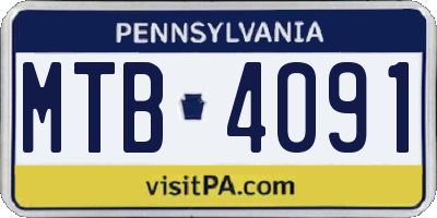 PA license plate MTB4091
