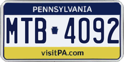 PA license plate MTB4092