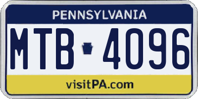 PA license plate MTB4096