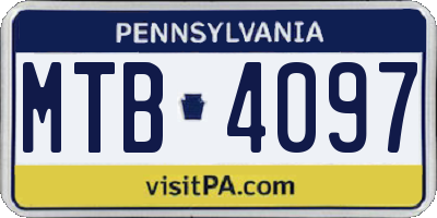PA license plate MTB4097