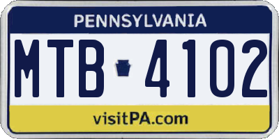 PA license plate MTB4102