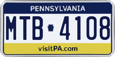 PA license plate MTB4108