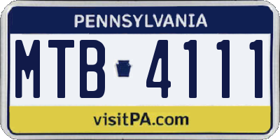 PA license plate MTB4111
