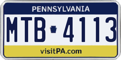 PA license plate MTB4113