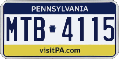 PA license plate MTB4115