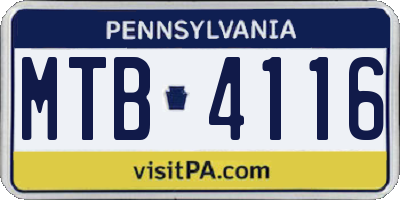 PA license plate MTB4116