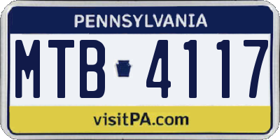 PA license plate MTB4117