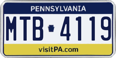 PA license plate MTB4119
