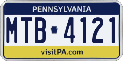 PA license plate MTB4121