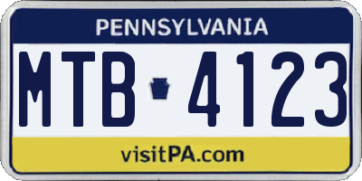PA license plate MTB4123