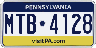 PA license plate MTB4128