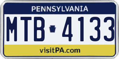 PA license plate MTB4133