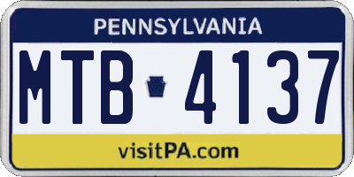 PA license plate MTB4137