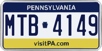 PA license plate MTB4149