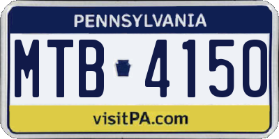 PA license plate MTB4150